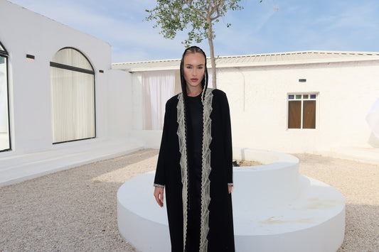 Beige lace abaya