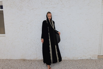 Beige lace abaya