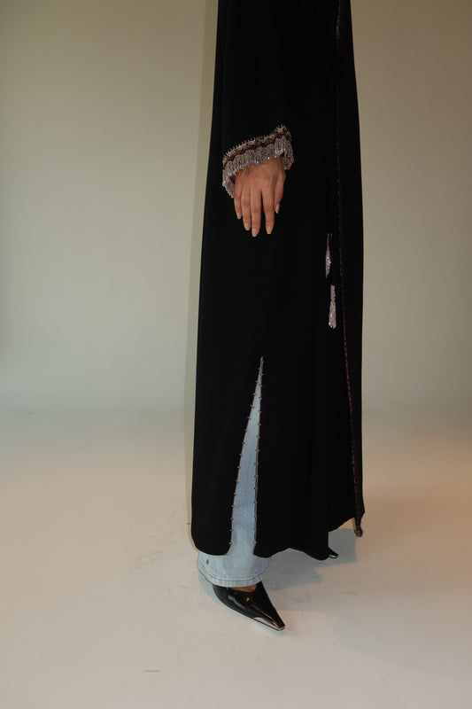 Handcrafted with beads in shades of brown