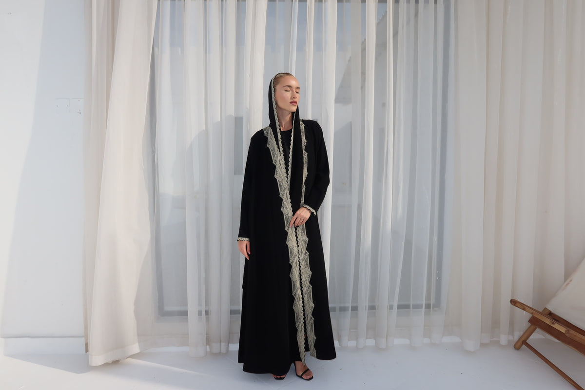 Beige lace abaya