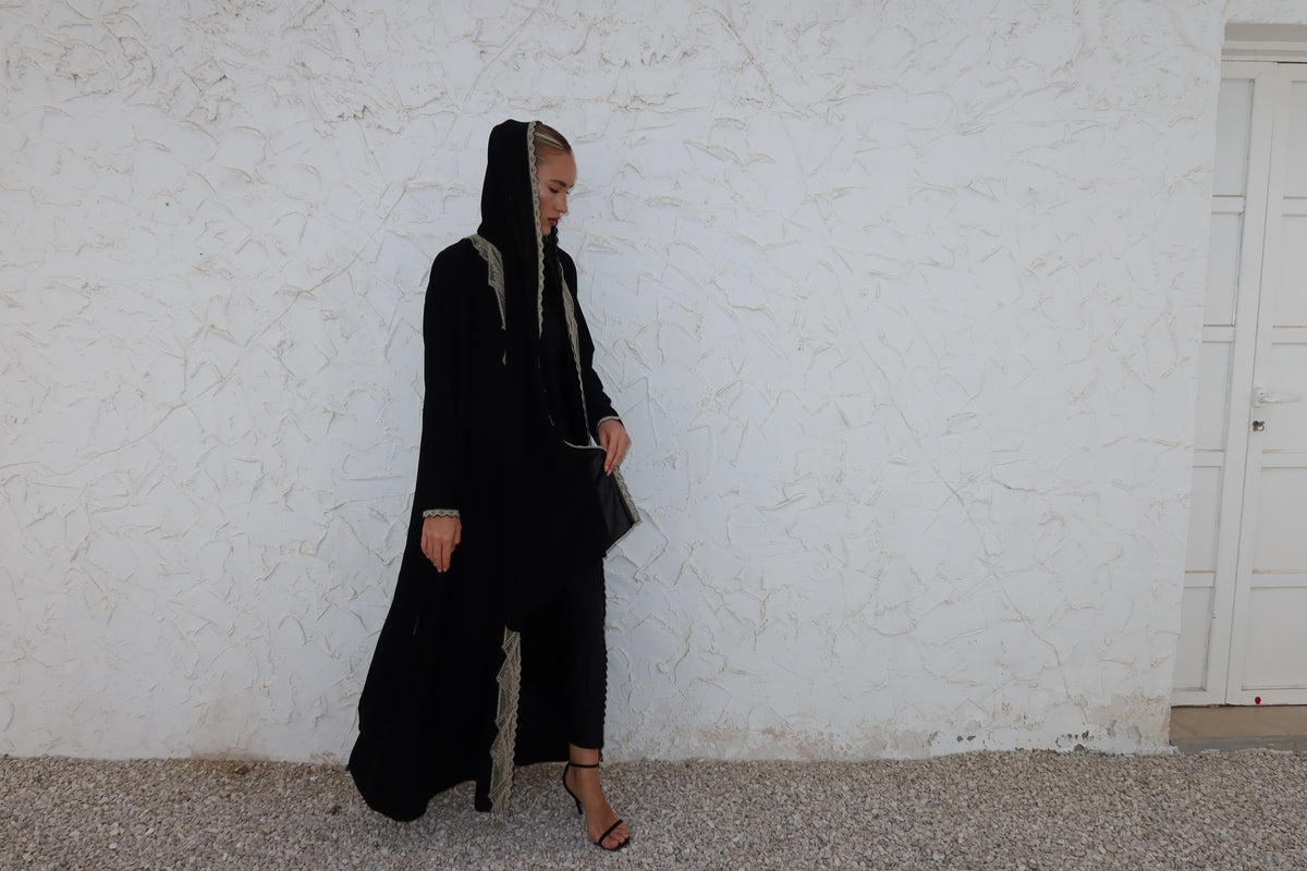 Beige lace abaya