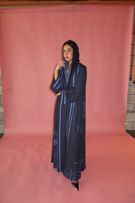 Purple printed abaya