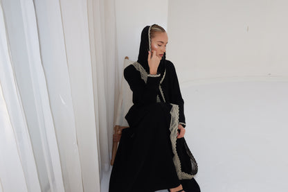 Beige lace abaya