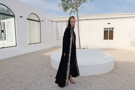 Beige lace abaya
