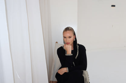 Beige lace abaya