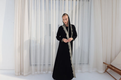 Beige lace abaya