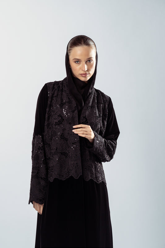 Hand Beaded and Embroidered Work In Black Velvet